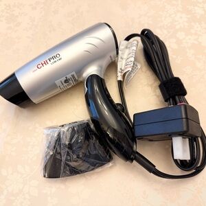 CHI PRO Mini Travel Foldable Hair Dryer - Silver and Black